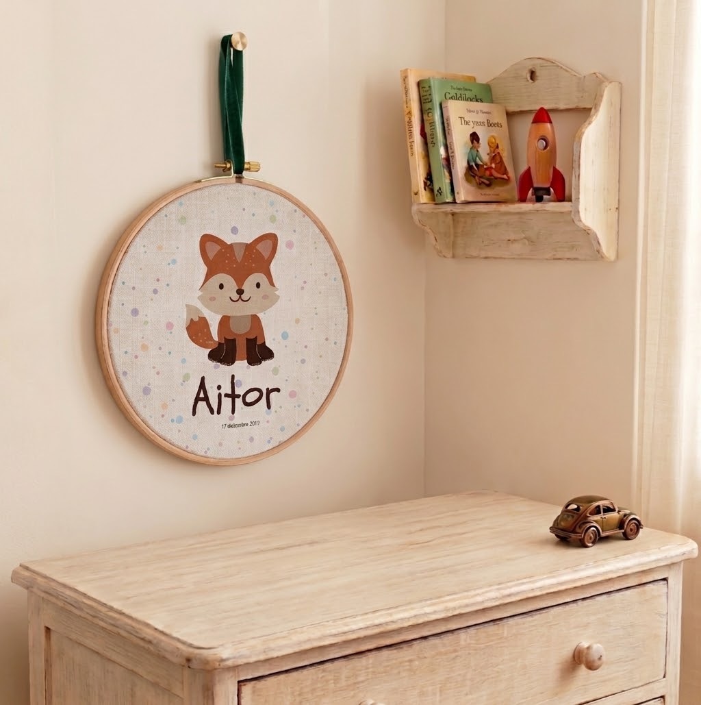Bastidor Infantil Personalizado de Madera y Tela – Cuadro Decorativo para Habitación de Bebé - Imagen 3