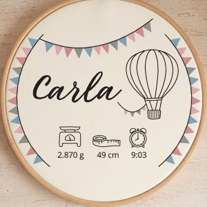 Bastidor Natalicio Bebé Personalizado en Madera y Tela