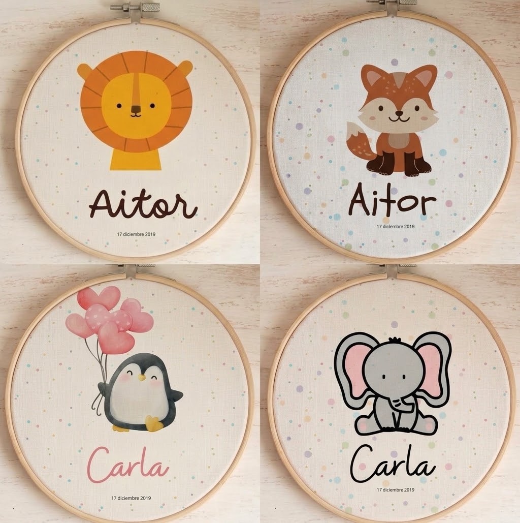 Bastidor Infantil Personalizado de Madera y Tela – Cuadro Decorativo para Habitación de Bebé - Imagen 2