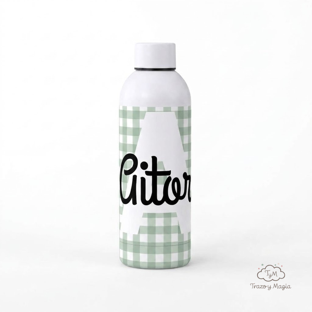 Botella Recuerdo Bautizo de Aluminio Personalizada con Nombre - Imagen 5
