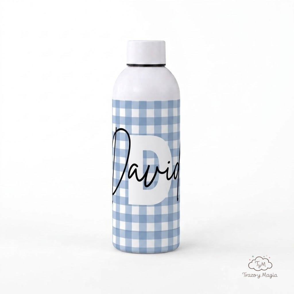 Botella Recuerdo Bautizo de Aluminio Personalizada con Nombre