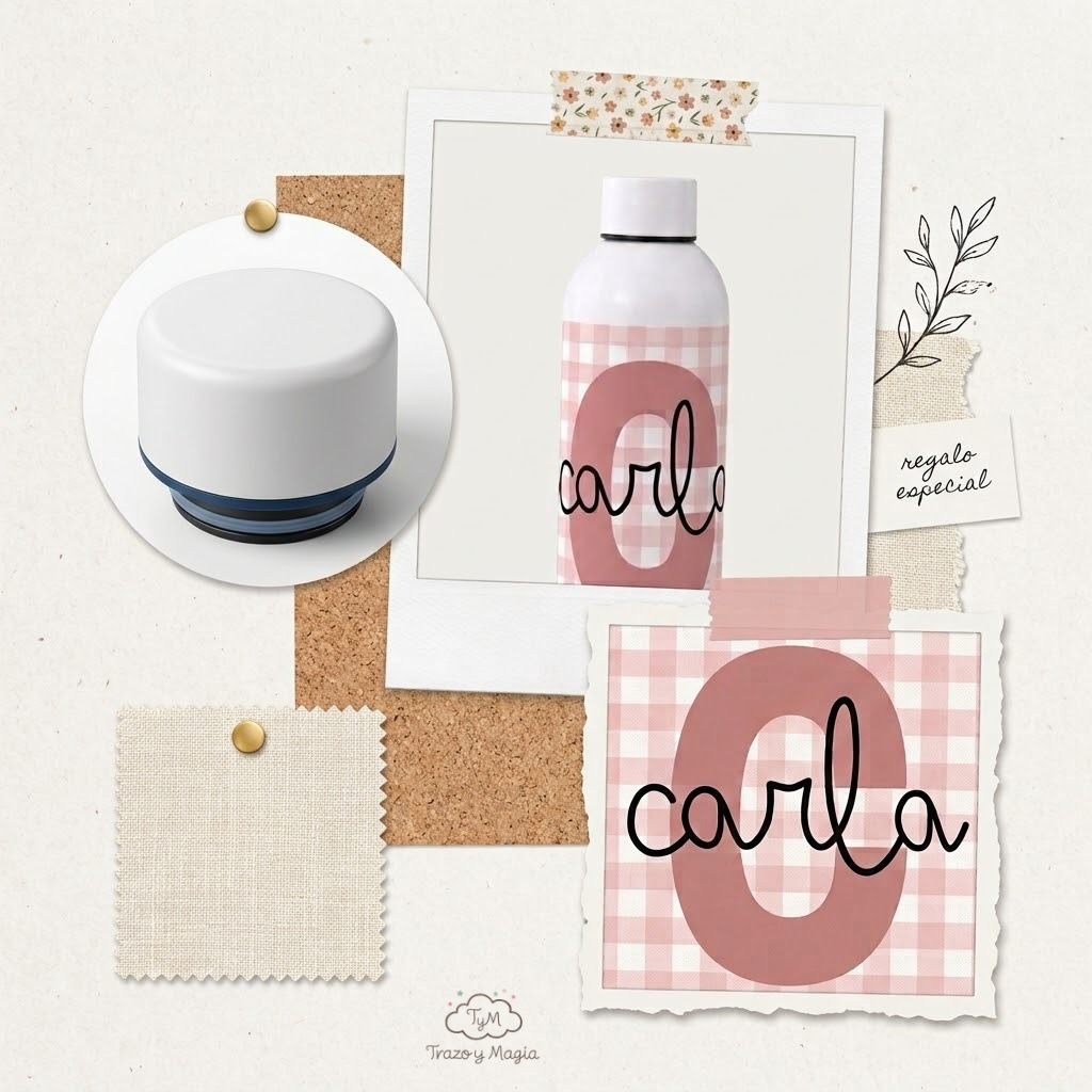 Botella Recuerdo Bautizo de Aluminio Personalizada con Nombre - Imagen 8