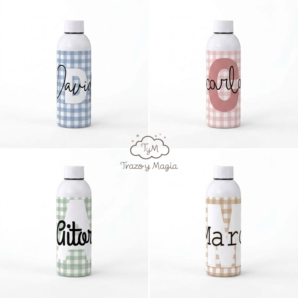 Botella Recuerdo Bautizo de Aluminio Personalizada con Nombre - Imagen 7