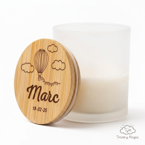 Vela Aromática en Vaso de Cristal Mate con Tapa de Bambú Grabada a Láser