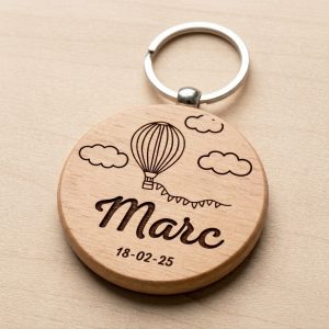 Llavero de Madera Natural Personalizado a una sola cara en Láser Bautizo