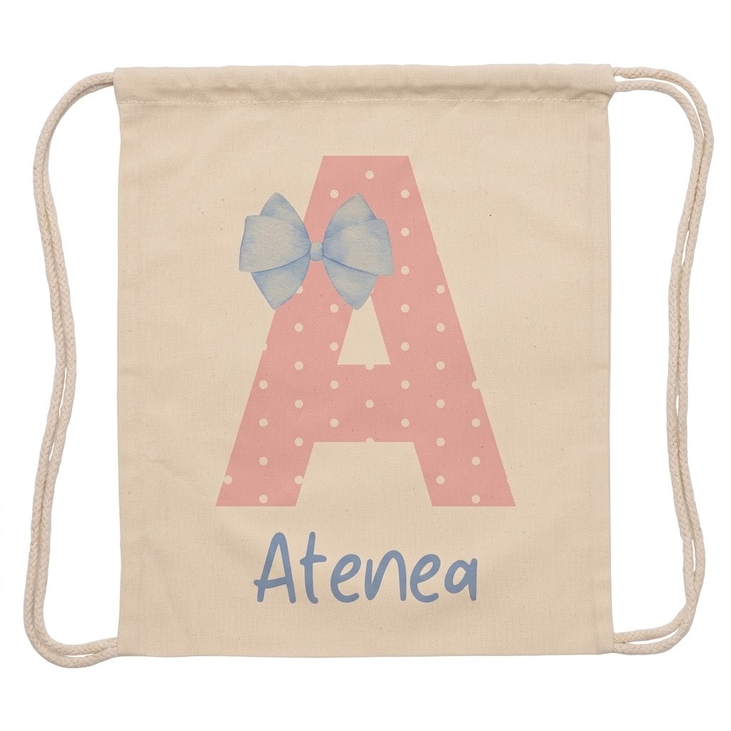 Mochila de Cuerdas Infantil Inicial Rosa con Lazo Sublimada Personalizada - Imagen 3