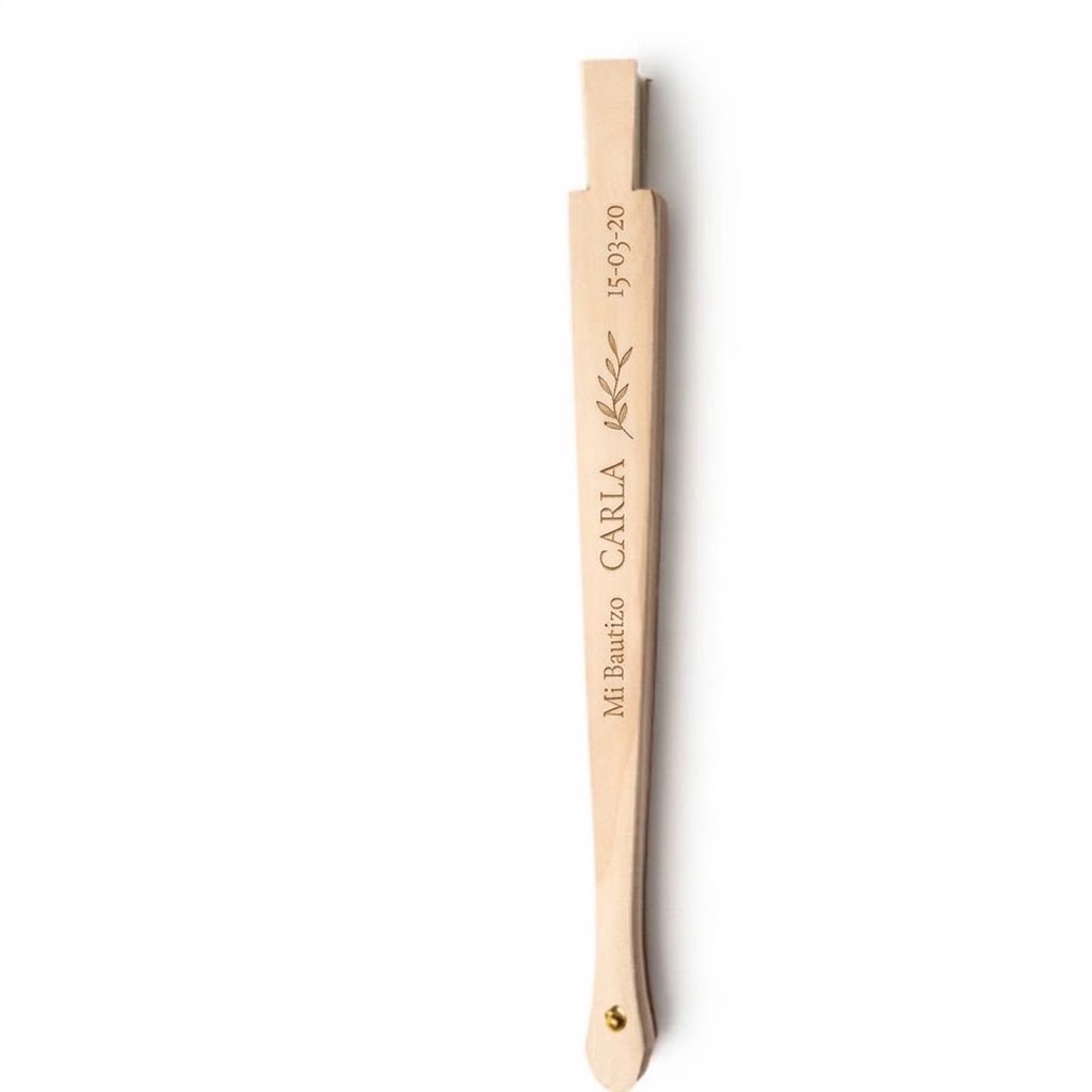 Abanico de Madera Personalizado con Grabado Láser – Recuerdo para Bautizos. - Imagen 17