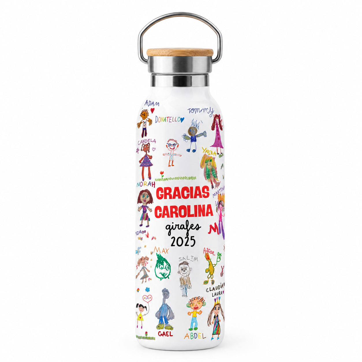 Botella Estilo Lechera con Dibujos Infantiles "Gracias Profe" - Imagen 2