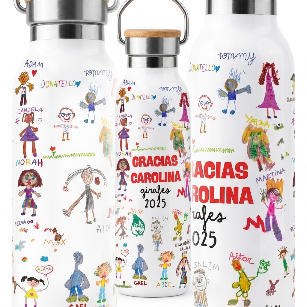 Botella Estilo Lechera con Dibujos Infantiles "Gracias Profe" - Imagen 4
