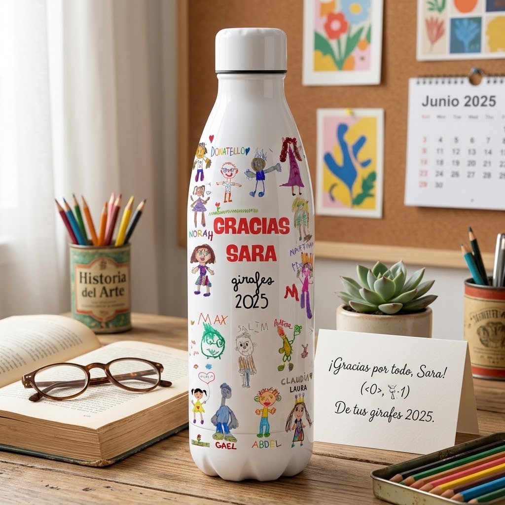 Botella con Dibujos Infantiles de Alumnos "Gracias Profe" - Imagen 4