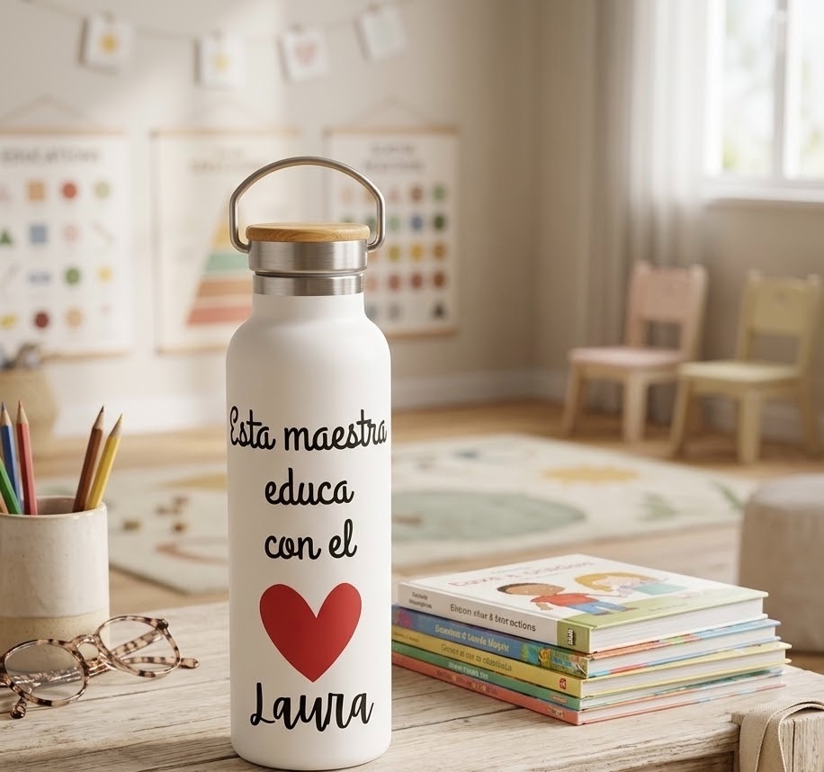 Botella Personalizada para Profes "Educa con el Corazón" - Imagen 3