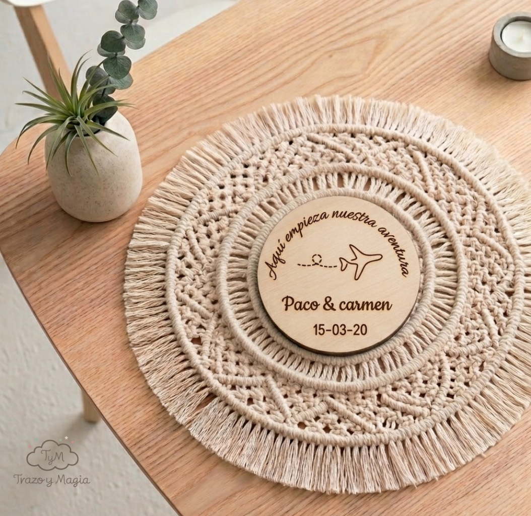 Imán Circular de Madera Recuerdo para Boda - Imagen 2