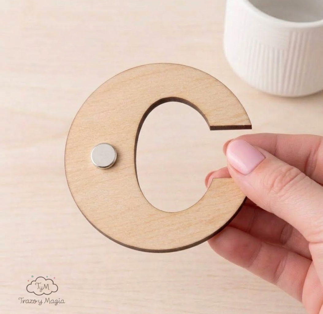 Marcasitios Imán de Madera con Inicial Recuerdo de Boda. - Imagen 7