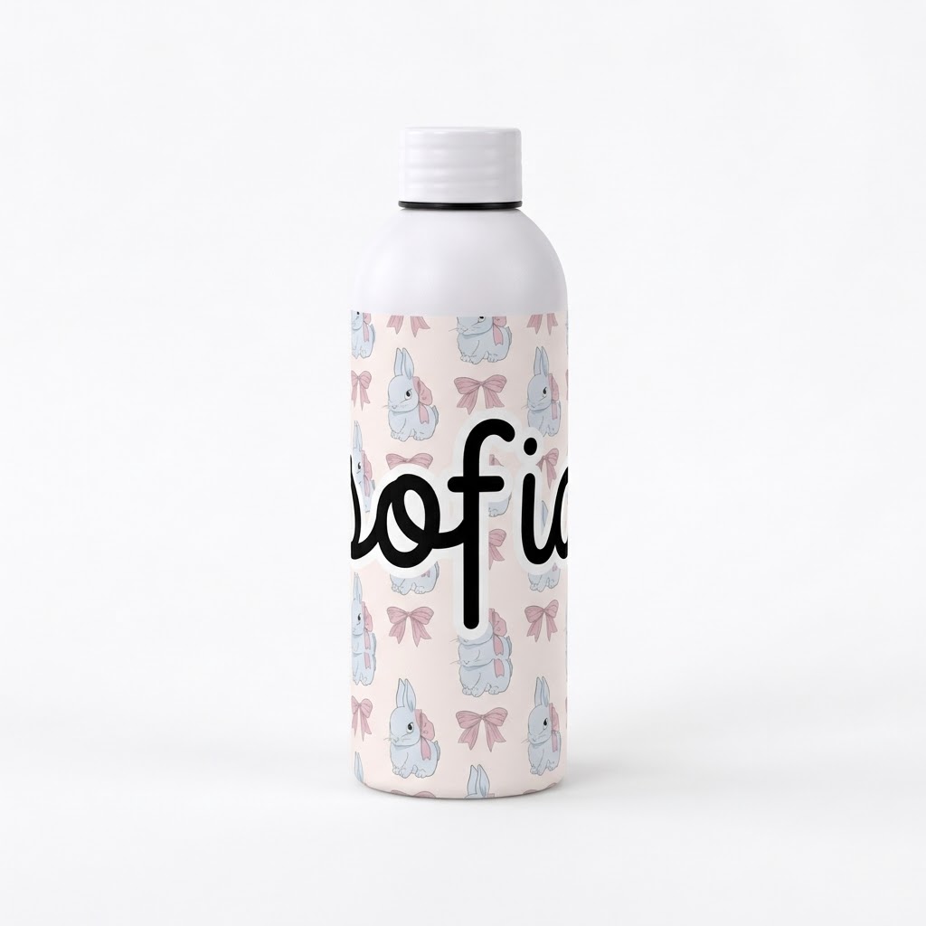 Botella Recuerdo Bautizo de Aluminio Personalizada con Nombre - Imagen 2