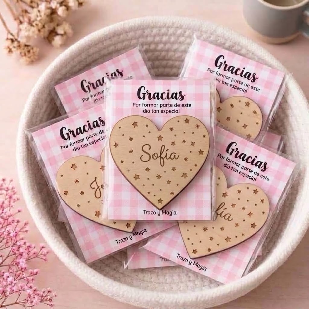 Imán Marcasitios Corazón de Madera Personalizado Boda - Imagen 2