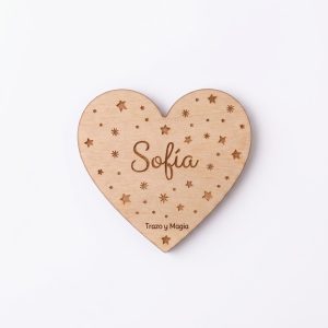 Imán Marcasitios Corazón de Madera Personalizado Boda