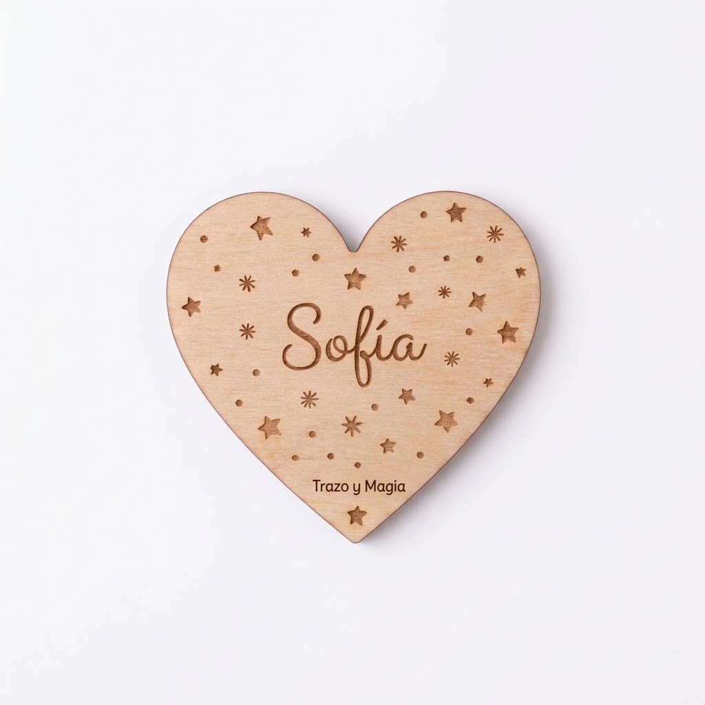 Imán Marcasitios Corazón de Madera Personalizado Boda