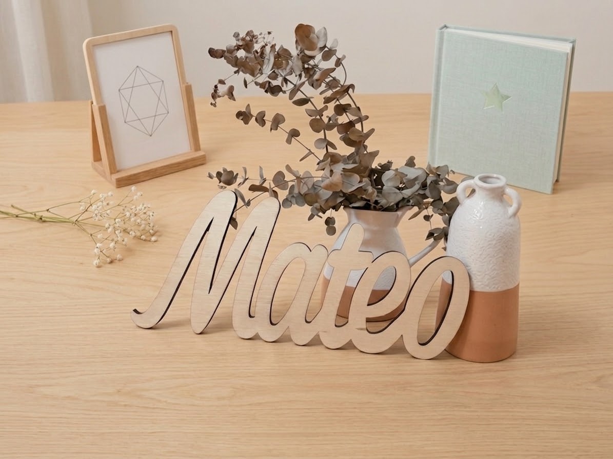 Nombre de Madera Personalizado de Pie, Decoración Habitación