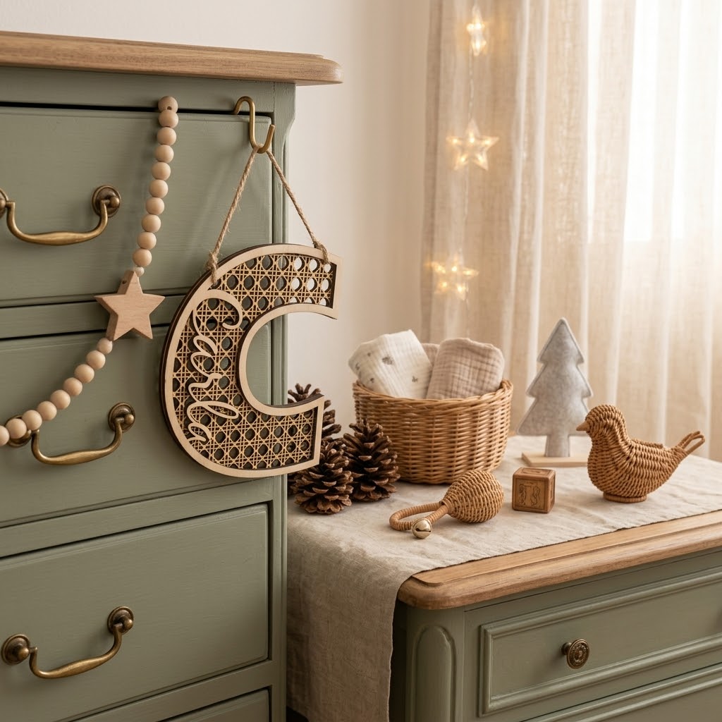 Inicial de Madera Efecto Mimbre / Cannage Personalizada con Nombre - Imagen 7