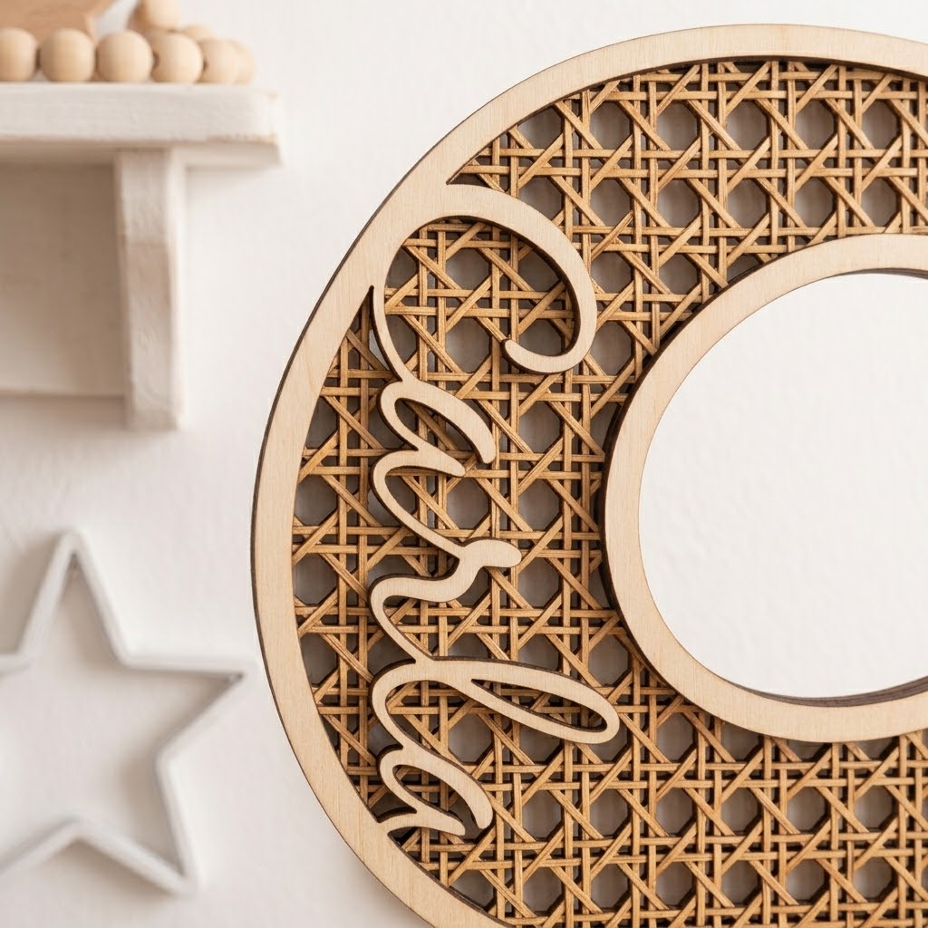 Inicial de Madera Efecto Mimbre / Cannage Personalizada con Nombre - Imagen 5