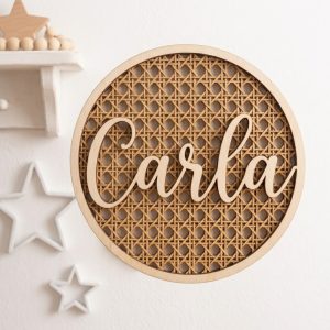 artel Mimbre Circular con Nombre para Habitación Infantil