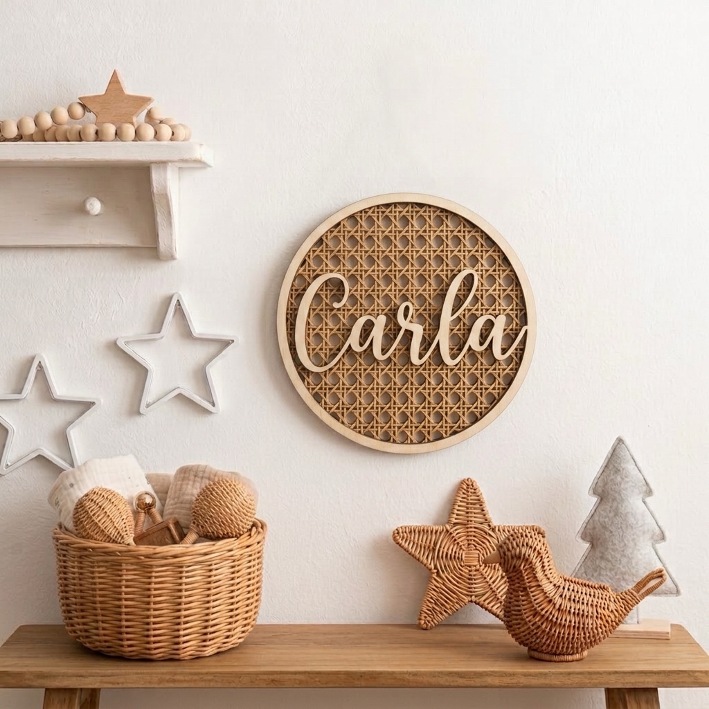 artel Mimbre Circular con Nombre para Habitación Infantil - Imagen 2
