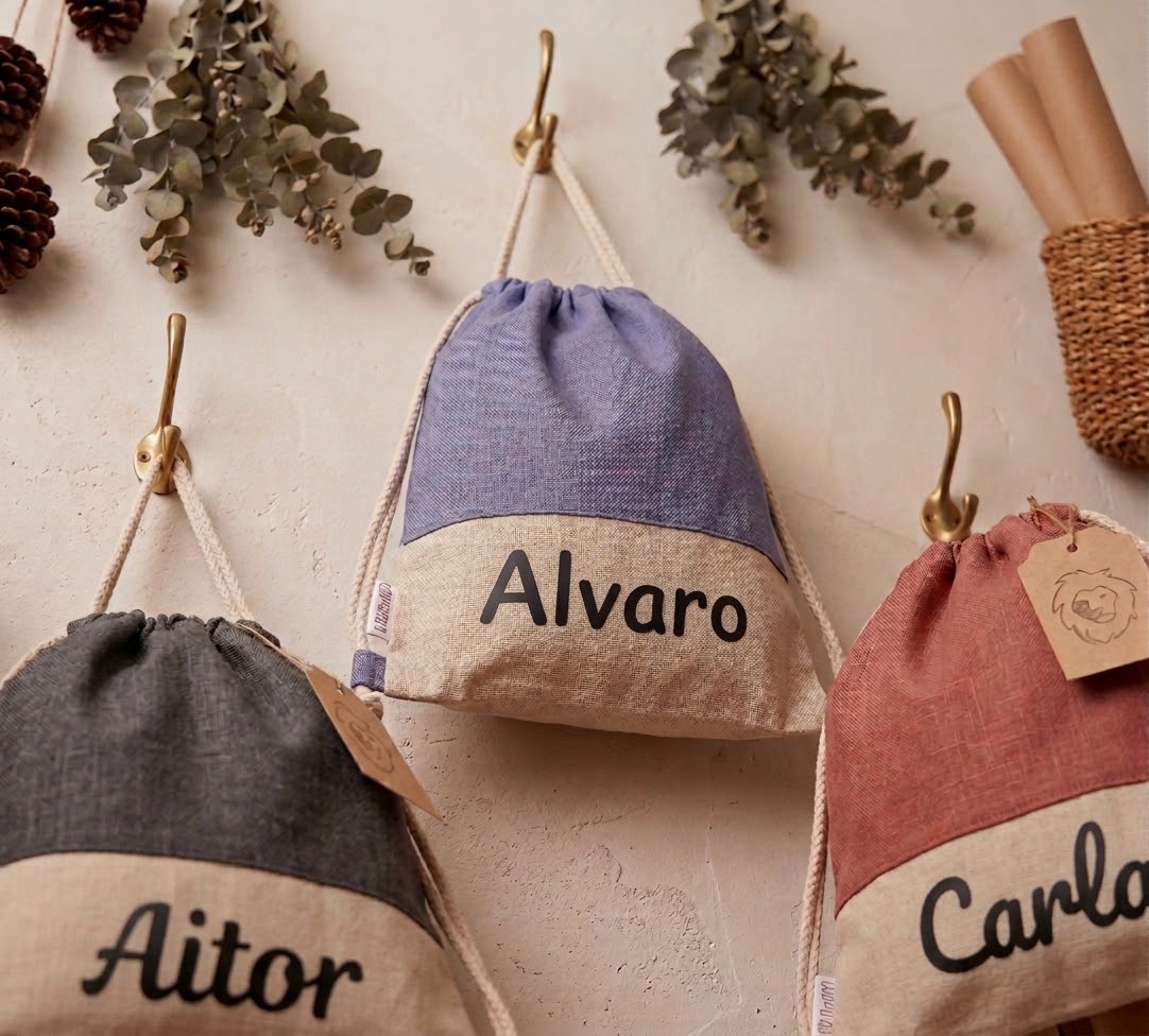 Mochila de Tela con Cuerdas Bicolor Personalizada - Imagen 7