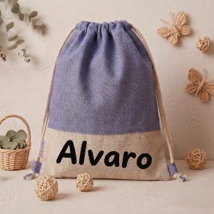 Mochila de Tela con Cuerdas Bicolor Personalizada