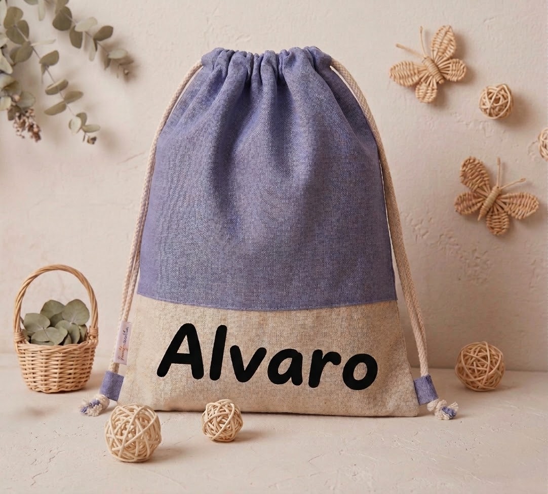 Mochila de Tela con Cuerdas Bicolor Personalizada