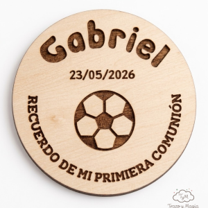 Imán Redondo de Madera Personalizado "Mi Primera Comunión"