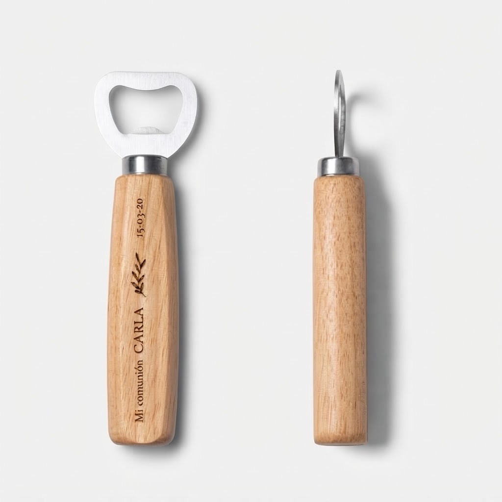 Abridor de Botellas de Madera Personalizado "Mi Comunión" – Recuerdo Grabado a Láser Trazo y Magia - Imagen 7