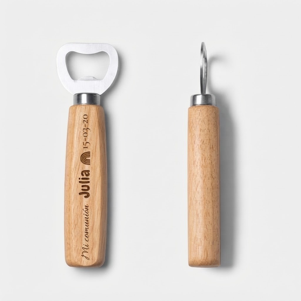 Abridor de Botellas de Madera Personalizado "Mi Comunión" – Recuerdo Grabado a Láser Trazo y Magia - Imagen 8