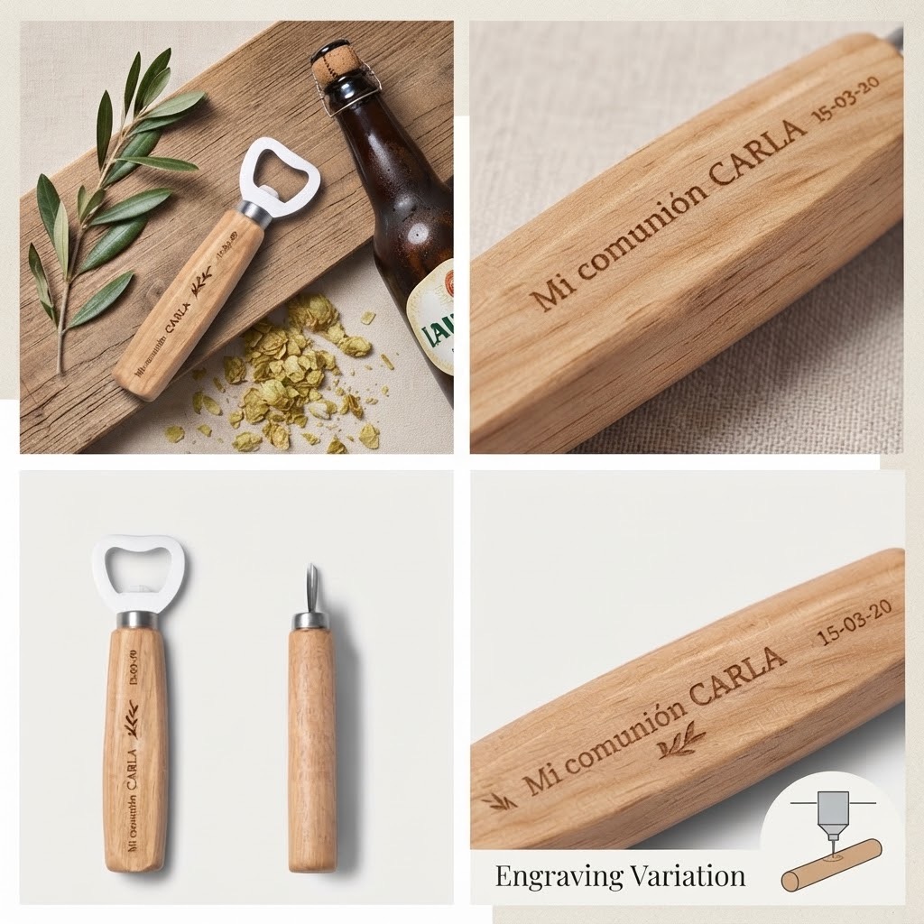 Abridor de Botellas de Madera Personalizado "Mi Comunión" – Recuerdo Grabado a Láser Trazo y Magia - Imagen 10