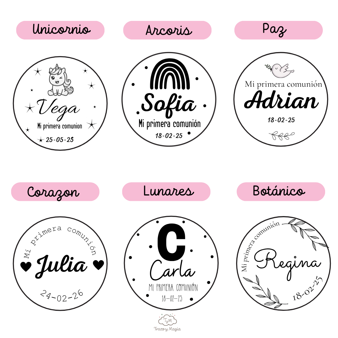 Imán Redondo de Madera Personalizado "Mi Primera Comunión" - Imagen 10