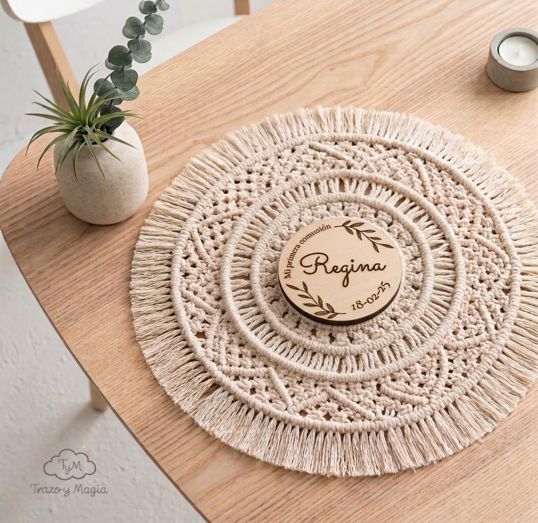 Imán Redondo de Madera Personalizado "Mi Primera Comunión" - Imagen 7