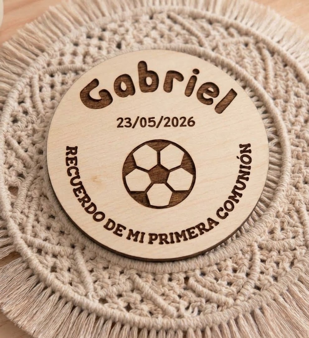 Imán Redondo de Madera Personalizado "Mi Primera Comunión" - Imagen 6