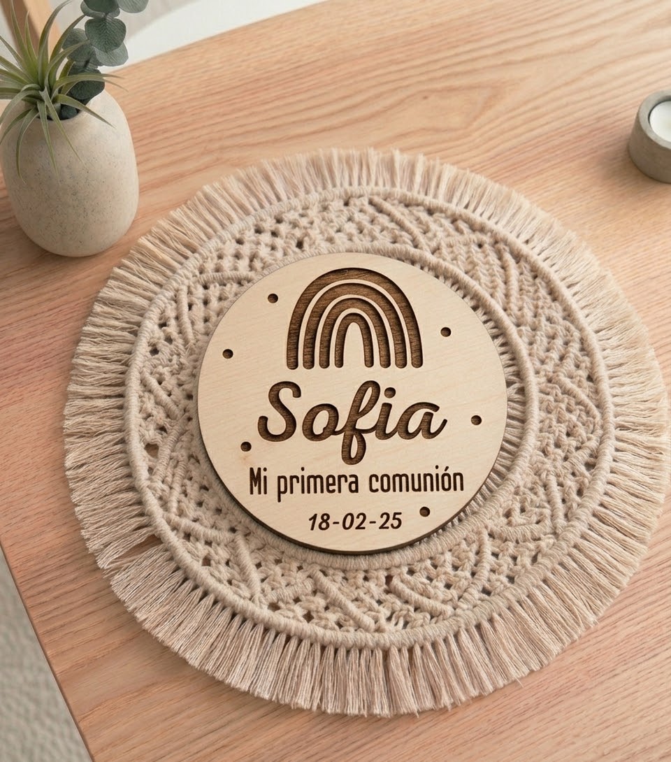 Imán Redondo de Madera Personalizado "Mi Primera Comunión" - Imagen 5