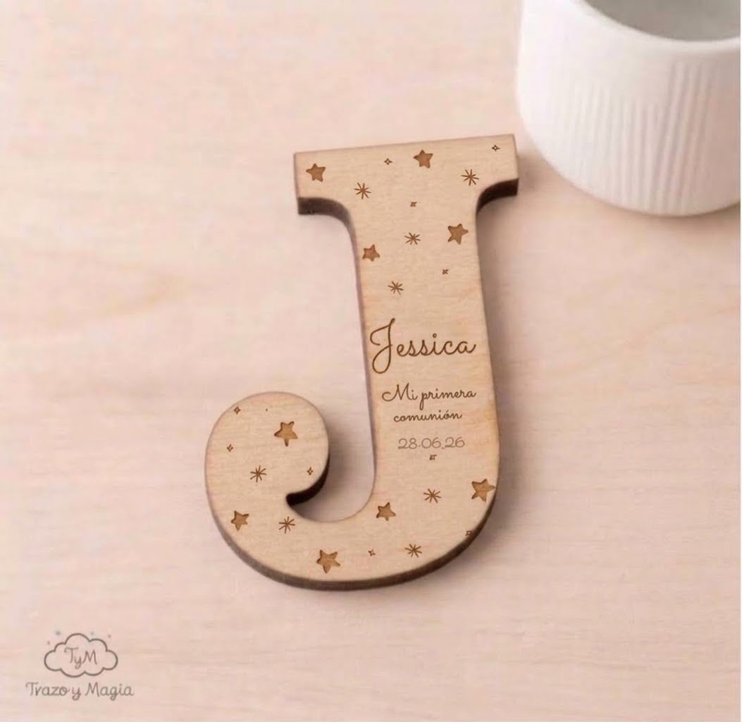 Imán con Inicial en Madera Personalizado "Mi Primera Comunión" - Imagen 13