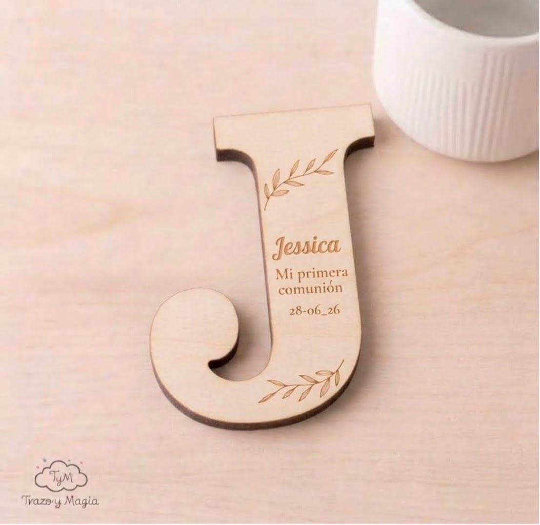 Imán con Inicial en Madera Personalizado "Mi Primera Comunión" - Imagen 12