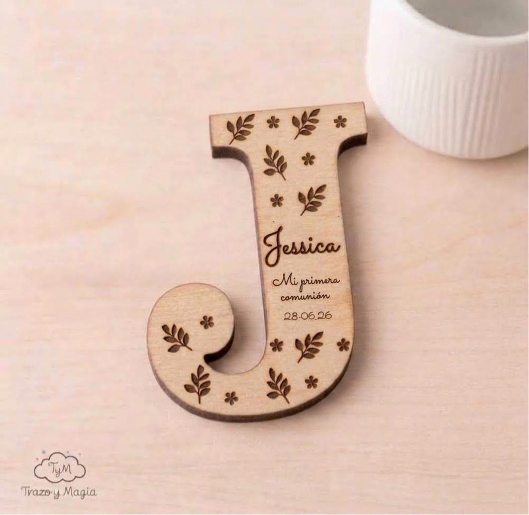 Imán con Inicial en Madera Personalizado "Mi Primera Comunión" - Imagen 11