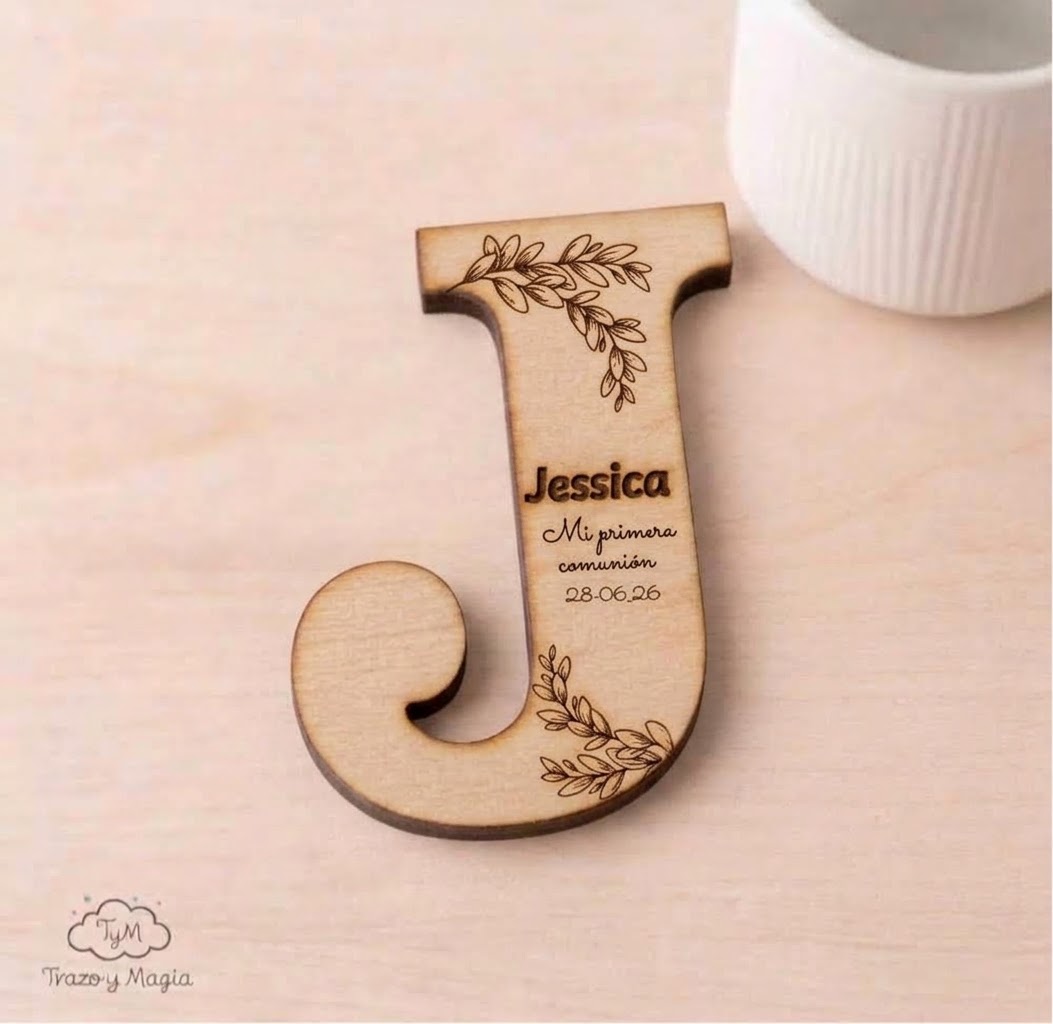 Imán con Inicial en Madera Personalizado "Mi Primera Comunión" - Imagen 10