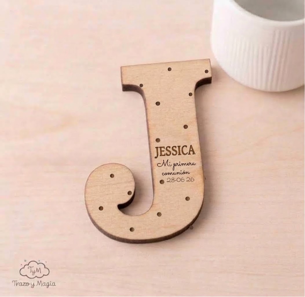 Imán con Inicial en Madera Personalizado "Mi Primera Comunión" - Imagen 9