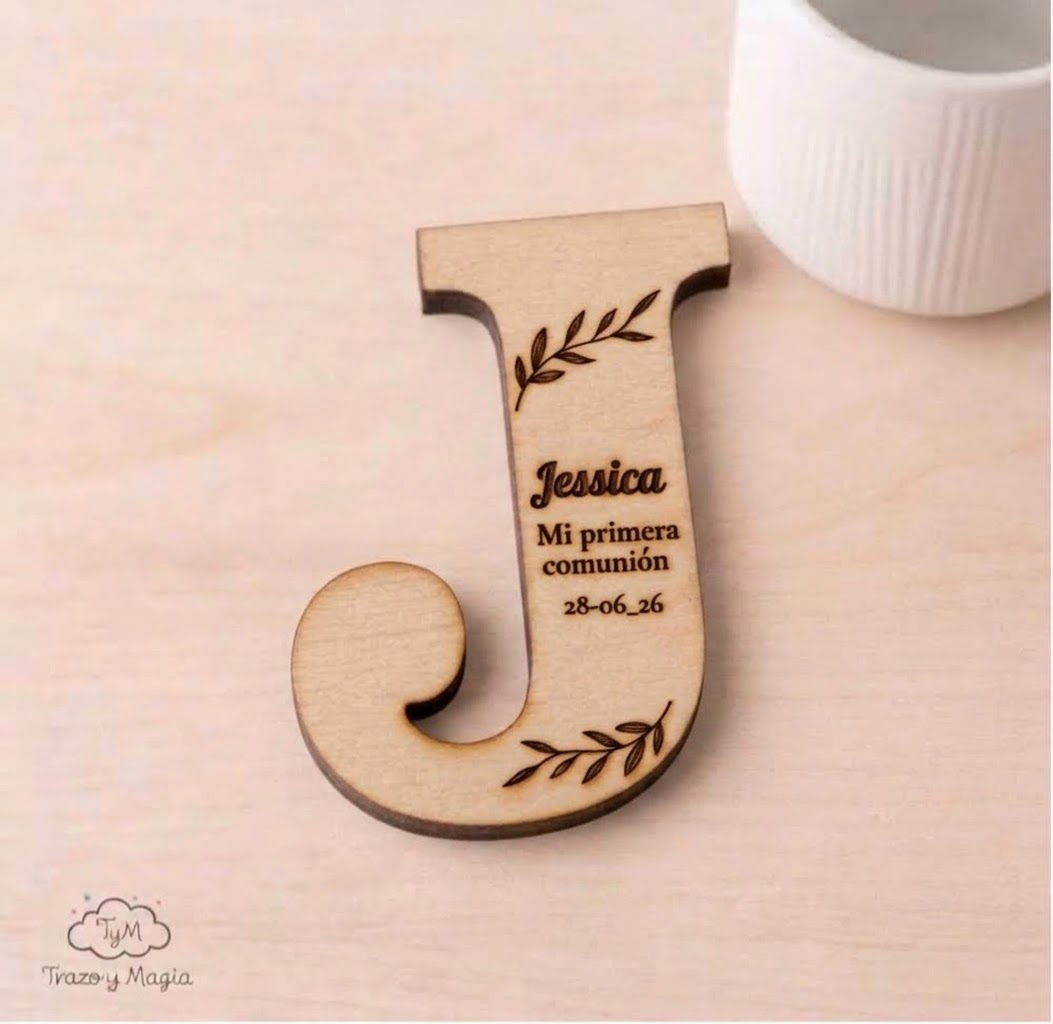 Imán con Inicial en Madera Personalizado "Mi Primera Comunión" - Imagen 8