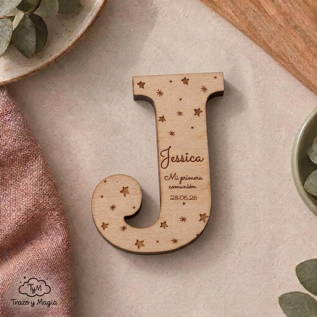 Imán con Inicial en Madera Personalizado "Mi Primera Comunión" - Imagen 6