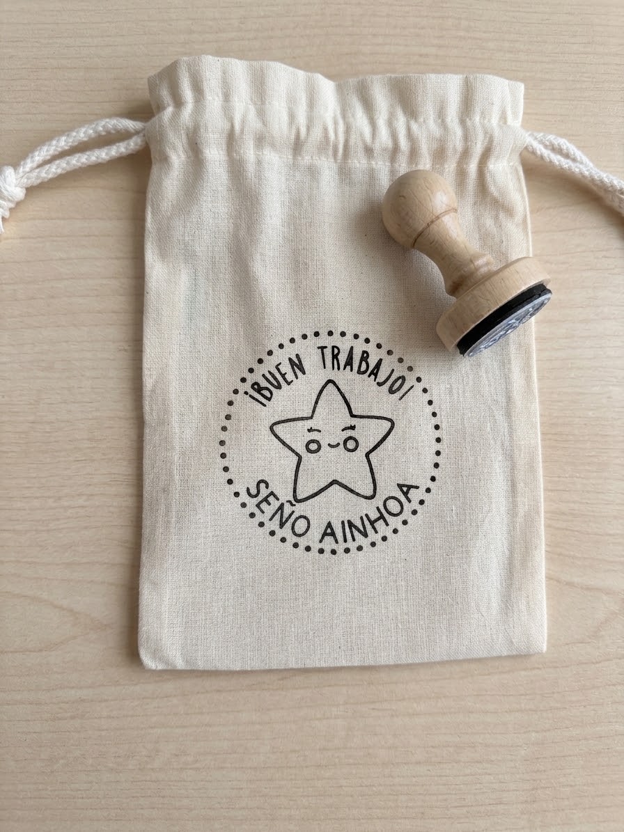 Sello de Madera Personalizado para Profesores "¡Buen Trabajo!" con Estrella - Imagen 6