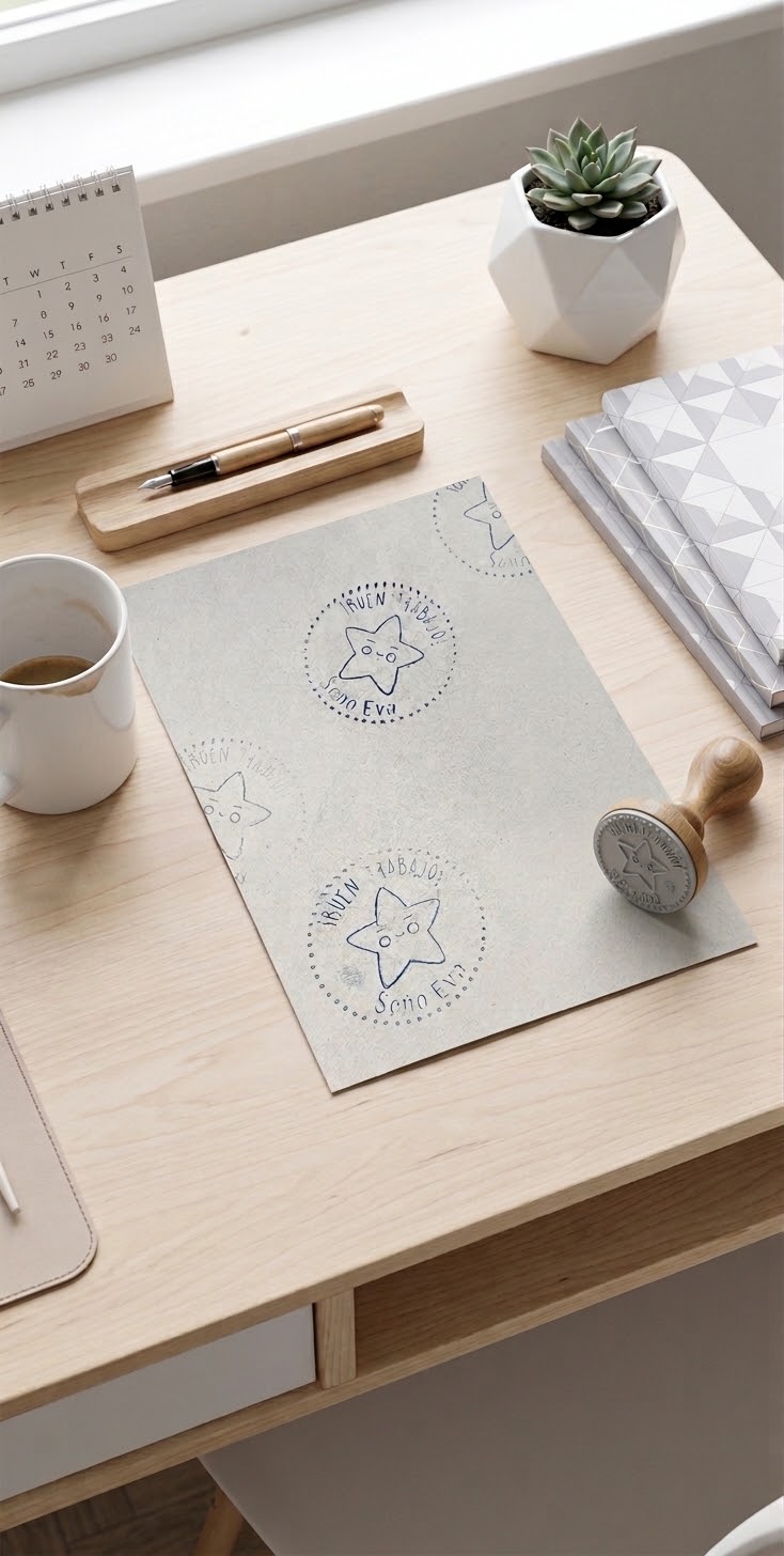 Sello de Madera Personalizado para Profesores "¡Buen Trabajo!" con Estrella - Imagen 5