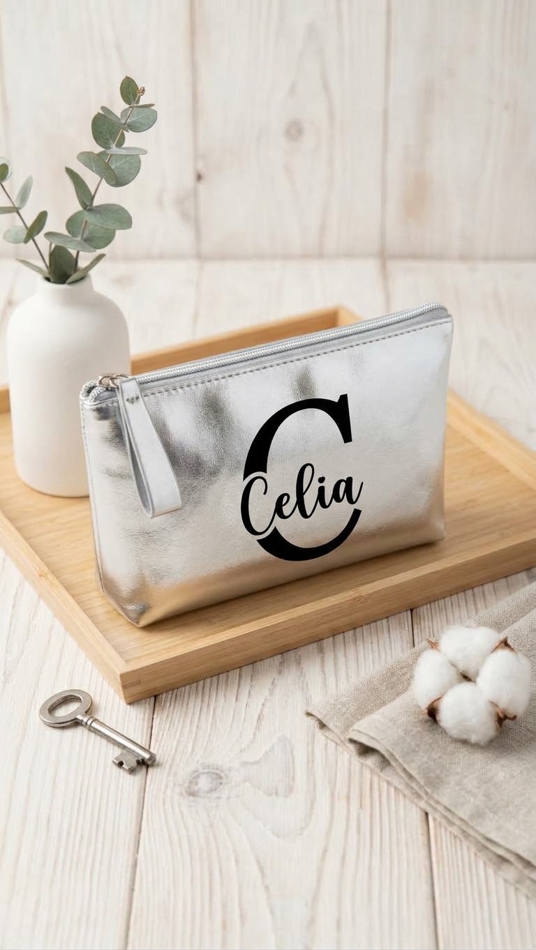 Neceser Metalizado Personalizado con Inicial y Nombre Eventos